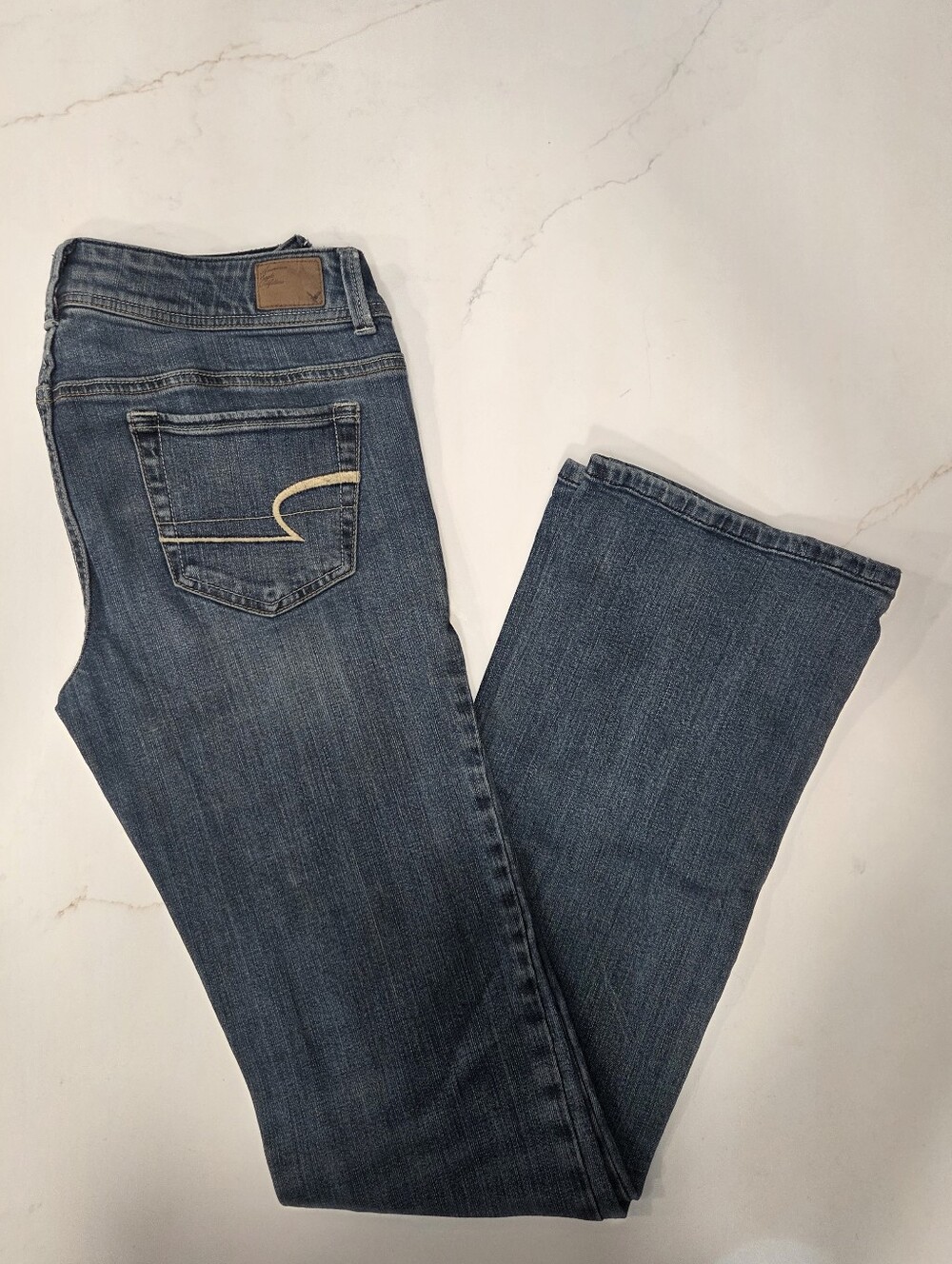 American Eagle Outfitters Dark Blue Boot Cut Jeans 8 LONG